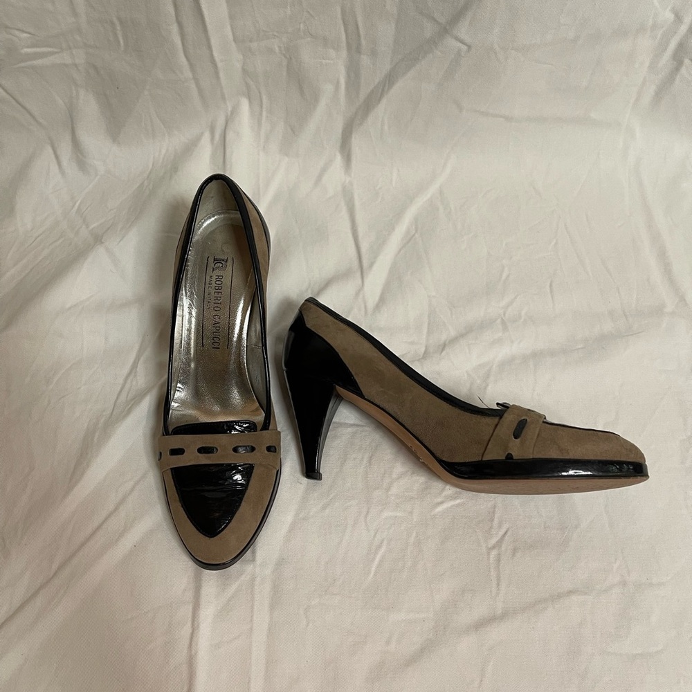 Roberto Capucci Black & Beige Heels – Size 7.5
